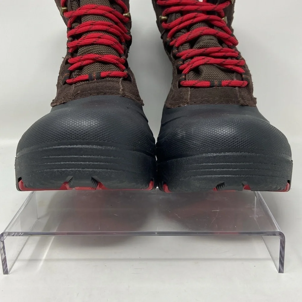 NWT Khombu Brown/Black w/Red Laces Leather Winter Snow Boots Size 9